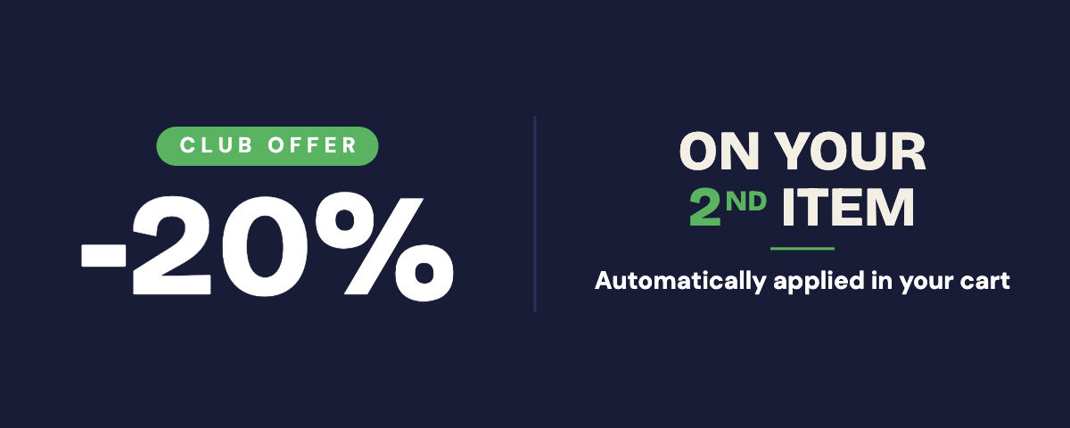 -20% on your 2nd item, automatically applied in your cart