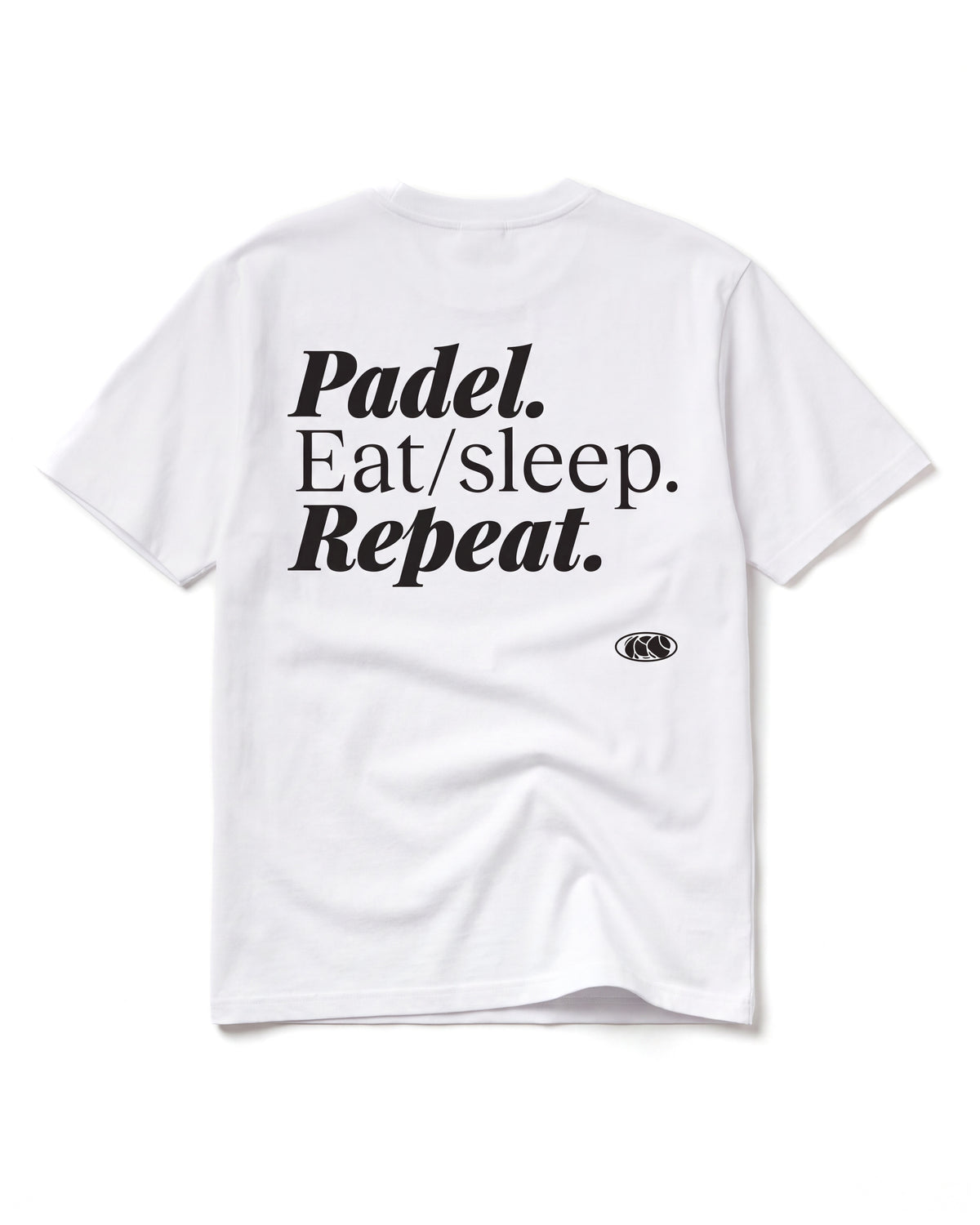 T-shirt padel Repeat blanc, vue de dos – Padel Lovers Club