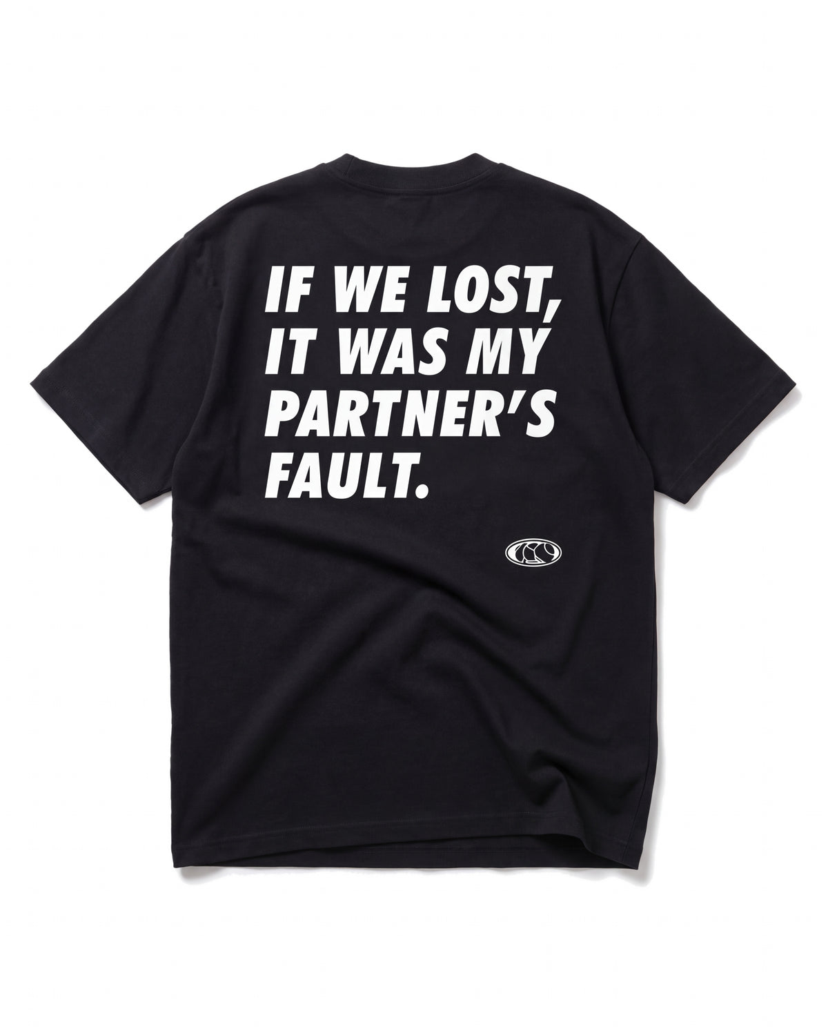 T-shirt padel Partner's Fault noir, vue de dos – Padel Lovers Club