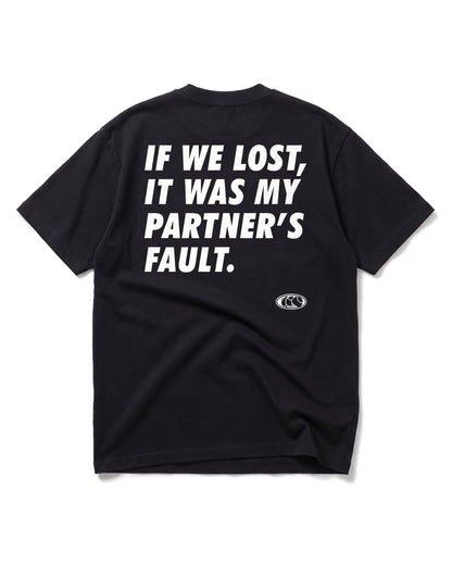 T-shirt padel Partner's Fault noir, vue de dos – Padel Lovers Club