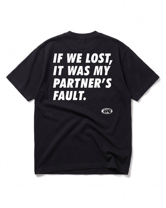 T-shirt padel Partner's Fault noir, vue de dos – Padel Lovers Club