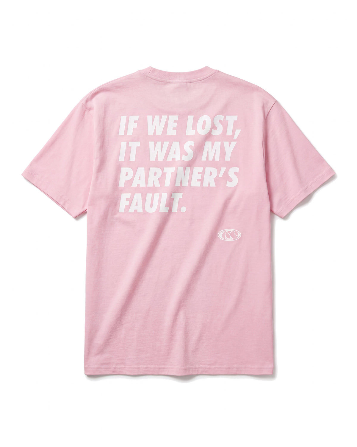 T-shirt padel Partner's Fault rose pâle, vue de dos – Padel Lovers Club