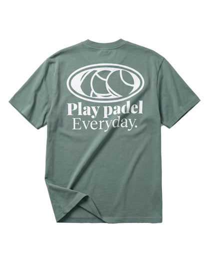 T-shirt padel Play Padel Everyday vert, vue de dos – Padel Lovers Club