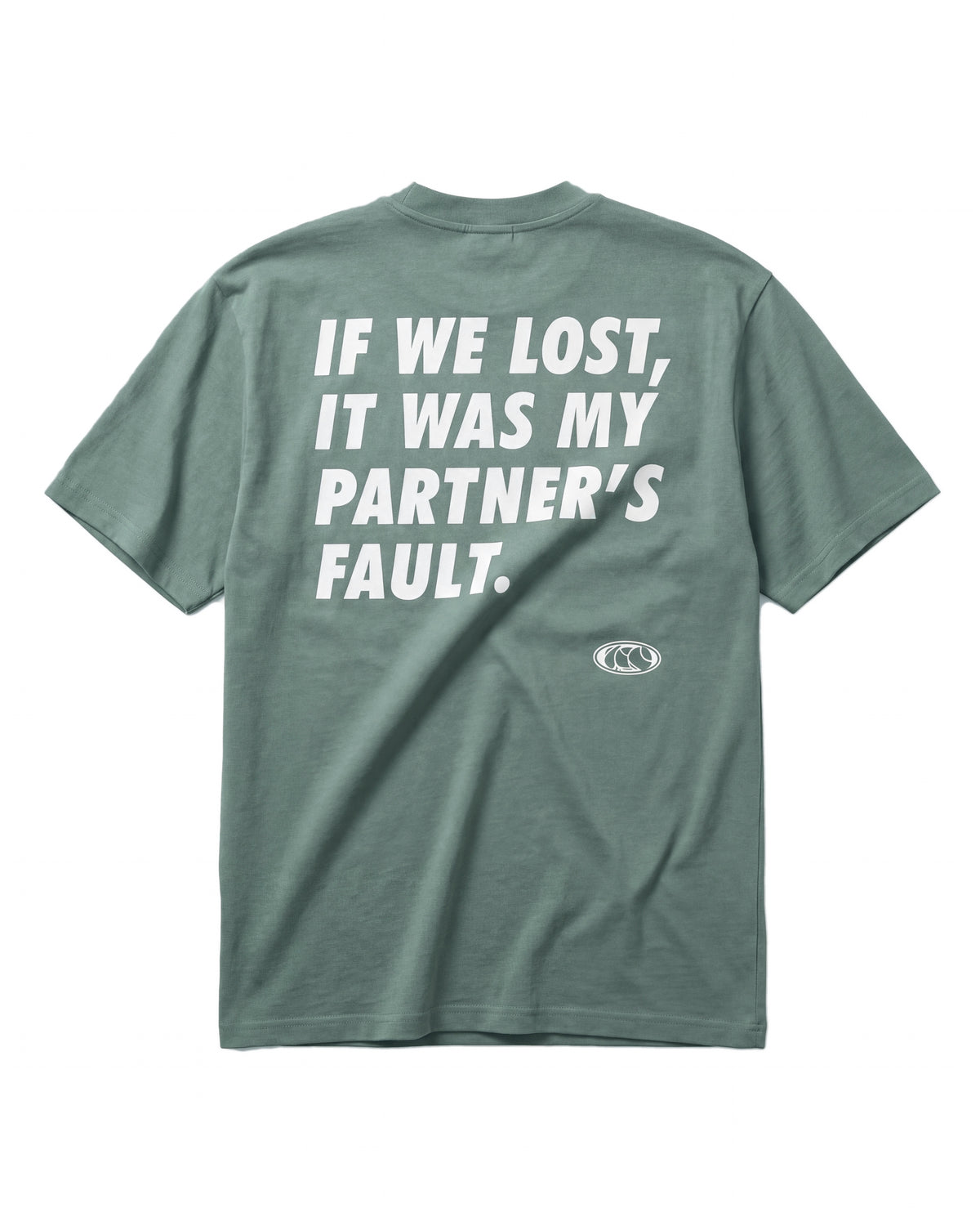 T-shirt padel Partner's Fault vert, vue de dos – Padel Lovers Club