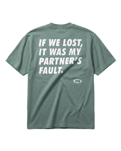 T-shirt padel Partner's Fault vert, vue de dos – Padel Lovers Club