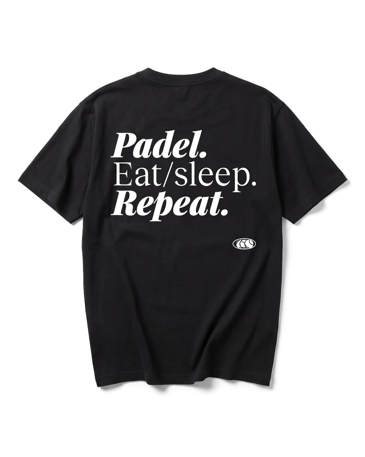 T-shirt padel Repeat noir, vue de dos – Padel Lovers Club