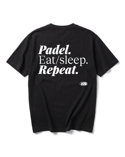 T-shirt padel Repeat noir, vue de dos – Padel Lovers Club