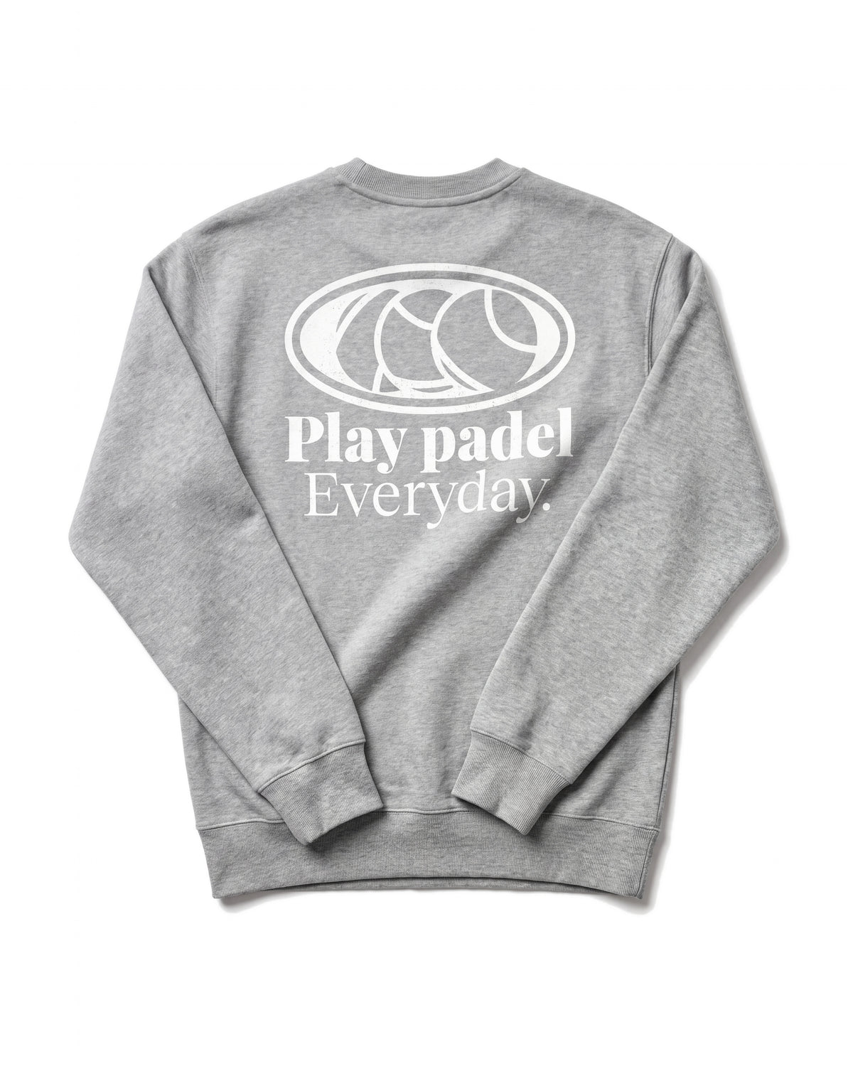 Sweat padel Play Padel Everyday gris chiné, vue de dos – Padel Lovers Club