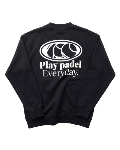 Sweat padel Play Padel Everyday noir, vue de dos – Padel Lovers Club