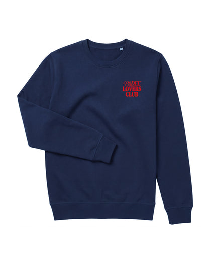 Sweat padel Less Work. More Padel bleu marine, vue de face – Padel Lovers Club